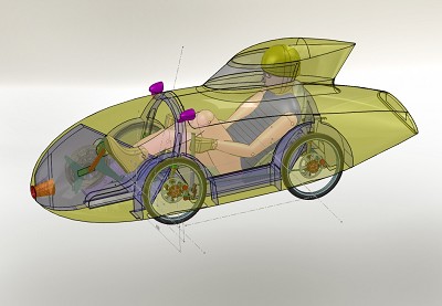 CAD image of Quattro Velomobile